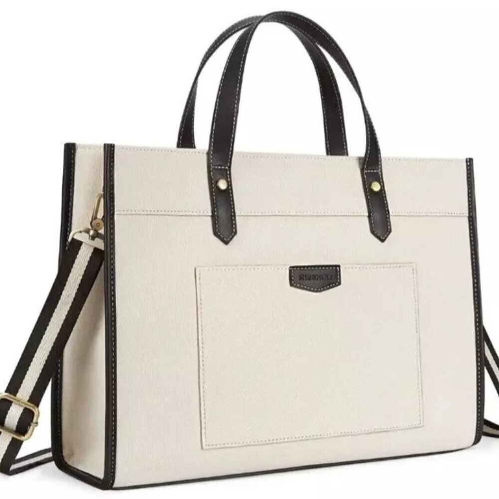 Missnine Tote Bag Canvas Laptop Bag 15.6 inch Briefcase for Women Large Capacity